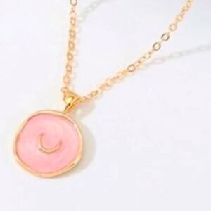 14K Gold Plated Pink Bohemian Dip Pendant Necklace! NEW IN GIFT BOX